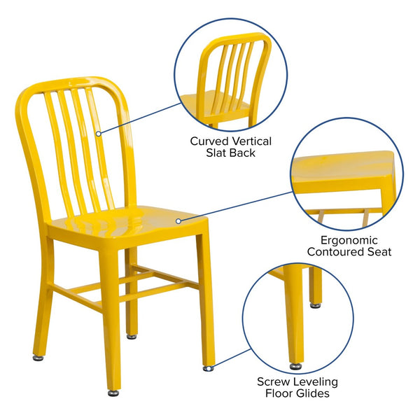English Elm Gael Commercial-Grade Metal Chair for Indoor & Outdoor Use - Durable, Stylish, and Comfortable Seating Yellow CH-61200-18-YL-GG