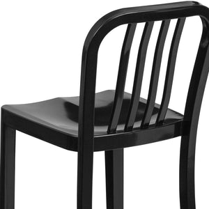 English Elm Gael Commercial-Grade 24" High Metal Counter Stool with Vertical Slat Back for Indoor & Outdoor Use Black CH-61200-24-BK-GG