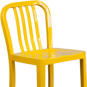 English Elm Gael Commercial-Grade 24" High Metal Counter Stool with Vertical Slat Back for Indoor & Outdoor Use Yellow CH-61200-24-YL-GG