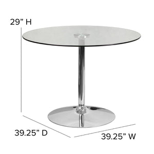 English Elm Hills 39.25'' Round Glass Cocktail Table with Chrome Base - Elegant, Durable & Ideal for Events CH-8-GG