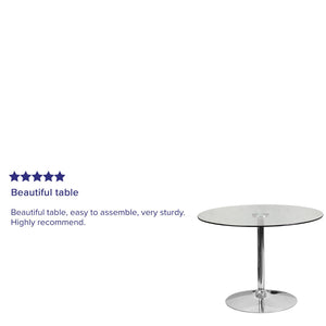 English Elm Hills 39.25'' Round Glass Cocktail Table with Chrome Base - Elegant, Durable & Ideal for Events CH-8-GG