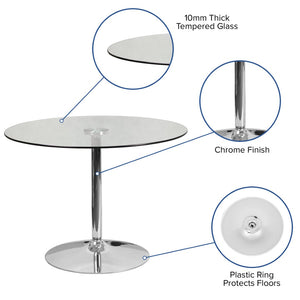 English Elm Hills 39.25'' Round Glass Cocktail Table with Chrome Base - Elegant, Durable & Ideal for Events CH-8-GG