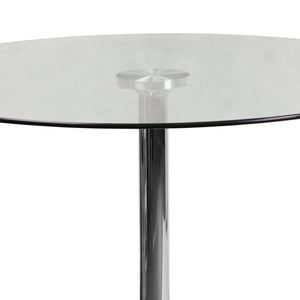 English Elm Hills 39.25'' Round Glass Cocktail Table with Chrome Base - Elegant, Durable & Ideal for Events CH-8-GG