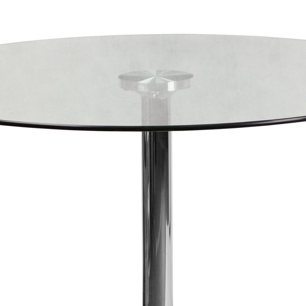 English Elm Hills 39.25'' Round Glass Cocktail Table with Chrome Base - Elegant, Durable & Ideal for Events CH-8-GG