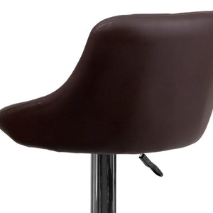 English Elm Dale Contemporary Vinyl Bucket Seat Barstool with Diamond Back and Chrome Base for Modern Spaces Brown CH-82028A-BRN-GG