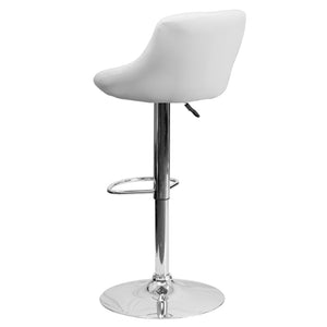 English Elm Dale Contemporary Vinyl Bucket Seat Barstool with Diamond Back and Chrome Base for Modern Spaces White CH-82028A-WH-GG