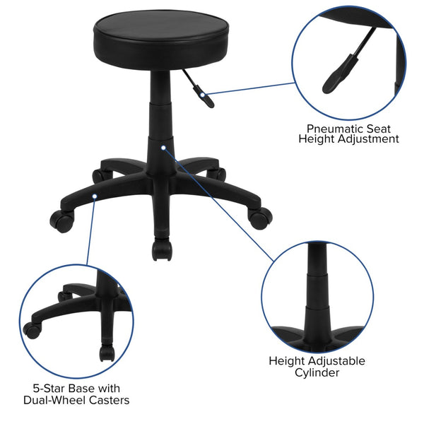 English Elm Baker Ergonomic Adjustable Rolling Stool with 360° Swivel & Padded Seat for Comfort & Mobility CH-82042-3X01-GG