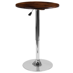 English Elm Hills 23.5" Round Adjustable Height Rustic Pine Wood Table - Stylish, Versatile, and Modern Design CH-9-GG