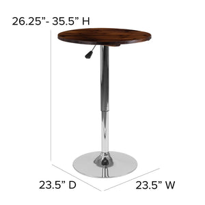 English Elm Hills 23.5" Round Adjustable Height Rustic Pine Wood Table - Stylish, Versatile, and Modern Design CH-9-GG
