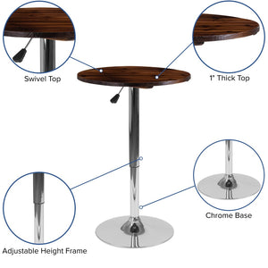 English Elm Hills 23.5" Round Adjustable Height Rustic Pine Wood Table - Stylish, Versatile, and Modern Design CH-9-GG