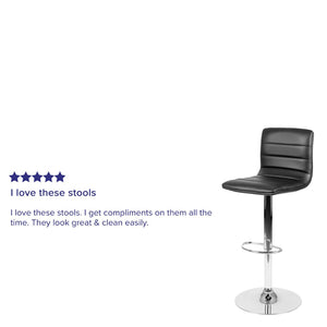 English Elm Vincent Modern Adjustable Bar Stool with Mid-Back Support, 360° Swivel Seat and Stylish Footrest Black Vinyl/Chrome Frame CH-92023-1-BK-GG
