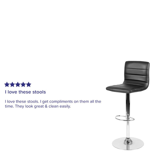 English Elm Vincent Modern Adjustable Bar Stool with Mid-Back Support, 360° Swivel Seat and Stylish Footrest Black Vinyl/Chrome Frame CH-92023-1-BK-GG