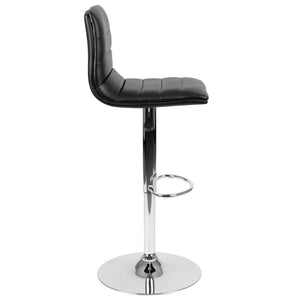 English Elm Vincent Modern Adjustable Bar Stool with Mid-Back Support, 360° Swivel Seat and Stylish Footrest Black Vinyl/Chrome Frame CH-92023-1-BK-GG