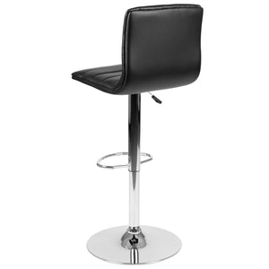 English Elm Vincent Modern Adjustable Bar Stool with Mid-Back Support, 360° Swivel Seat and Stylish Footrest Black Vinyl/Chrome Frame CH-92023-1-BK-GG