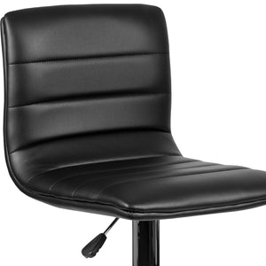 English Elm Vincent Modern Adjustable Bar Stool with Mid-Back Support, 360° Swivel Seat and Stylish Footrest Black Vinyl/Chrome Frame CH-92023-1-BK-GG