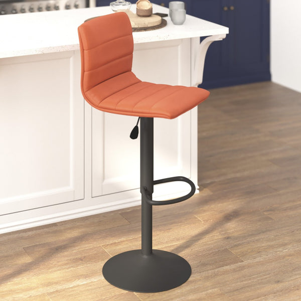 English Elm Vincent Modern Cognac Vinyl Adjustable Bar Stool - Stylish 360° Swivel, Comfortable & Durable Design CH-92023-1-BRBK-GG