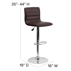 English Elm Vincent Modern Adjustable Bar Stool with Mid-Back Support, 360° Swivel Seat and Stylish Footrest Brown Vinyl/Chrome Frame CH-92023-1-BRN-GG