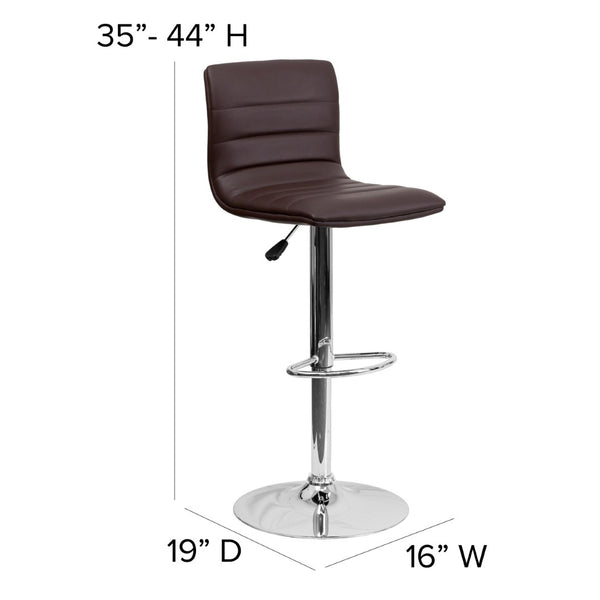 English Elm Vincent Modern Adjustable Bar Stool with Mid-Back Support, 360° Swivel Seat and Stylish Footrest Brown Vinyl/Chrome Frame CH-92023-1-BRN-GG