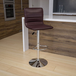 English Elm Vincent Modern Adjustable Bar Stool with Mid-Back Support, 360° Swivel Seat and Stylish Footrest Brown Vinyl/Chrome Frame CH-92023-1-BRN-GG