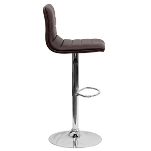 English Elm Vincent Modern Adjustable Bar Stool with Mid-Back Support, 360° Swivel Seat and Stylish Footrest Brown Vinyl/Chrome Frame CH-92023-1-BRN-GG