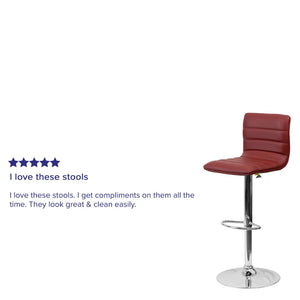 English Elm Vincent Modern Adjustable Bar Stool with Mid-Back Support, 360° Swivel Seat and Stylish Footrest Burgundy Vinyl/Chrome Frame CH-92023-1-BURG-GG