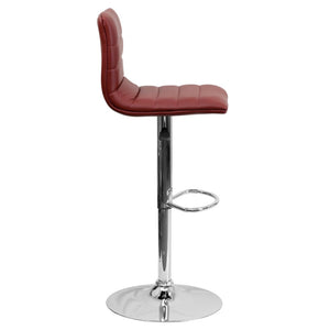 English Elm Vincent Modern Adjustable Bar Stool with Mid-Back Support, 360° Swivel Seat and Stylish Footrest Burgundy Vinyl/Chrome Frame CH-92023-1-BURG-GG