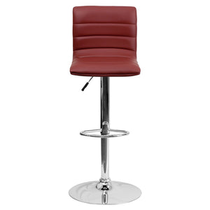 English Elm Vincent Modern Adjustable Bar Stool with Mid-Back Support, 360° Swivel Seat and Stylish Footrest Burgundy Vinyl/Chrome Frame CH-92023-1-BURG-GG