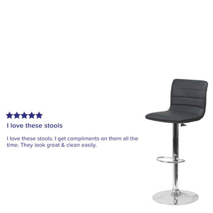English Elm Vincent Modern Adjustable Bar Stool with Mid-Back Support, 360° Swivel Seat and Stylish Footrest Gray Vinyl/Chrome Frame CH-92023-1-GY-GG