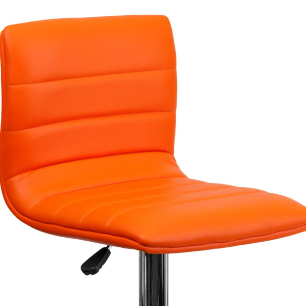 English Elm Vincent Modern Adjustable Bar Stool with Mid-Back Support, 360° Swivel Seat and Stylish Footrest Orange Vinyl/Chrome Frame CH-92023-1-ORG-GG