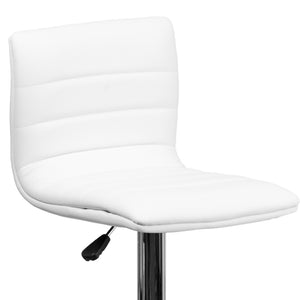 English Elm Vincent Modern Adjustable Bar Stool with Mid-Back Support, 360° Swivel Seat and Stylish Footrest White Vinyl/Chrome Frame CH-92023-1-WH-GG