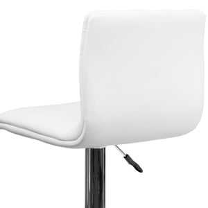 English Elm Vincent Modern Adjustable Bar Stool with Mid-Back Support, 360° Swivel Seat and Stylish Footrest White Vinyl/Chrome Frame CH-92023-1-WH-GG