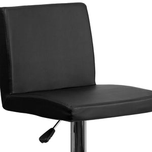 English Elm Betty Contemporary Vinyl Adjustable Height Barstool with Chrome Base for Modern Home Interiors Black CH-92066-BK-GG