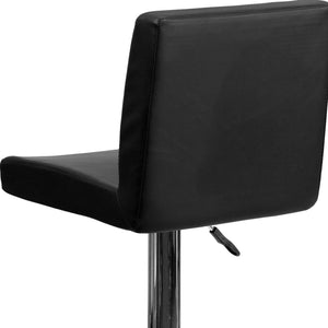 English Elm Betty Contemporary Vinyl Adjustable Height Barstool with Chrome Base for Modern Home Interiors Black CH-92066-BK-GG