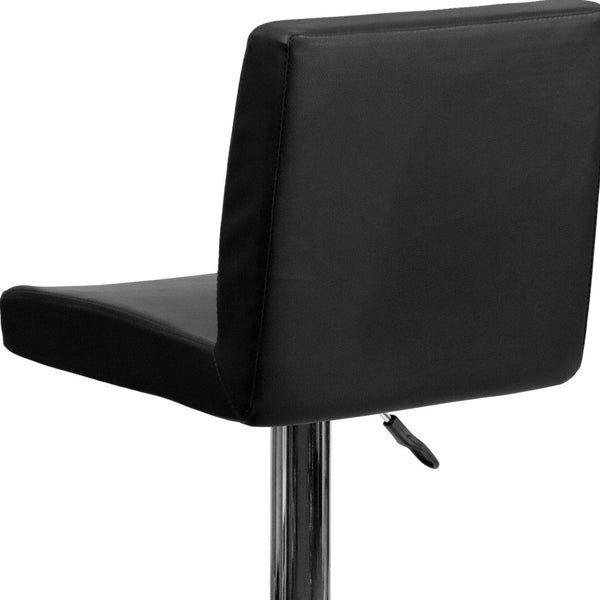 English Elm Betty Contemporary Vinyl Adjustable Height Barstool with Chrome Base for Modern Home Interiors Black CH-92066-BK-GG