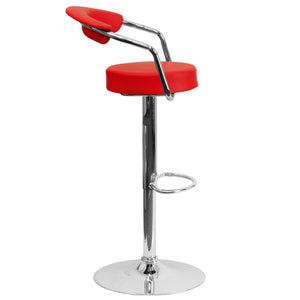 English Elm Cruz Contemporary Vinyl Adjustable Height Barstool with Chrome Base for Modern Home Dining Style Red CH-TC3-1060-RED-GG