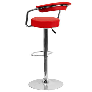 English Elm Cruz Contemporary Vinyl Adjustable Height Barstool with Chrome Base for Modern Home Dining Style Red CH-TC3-1060-RED-GG