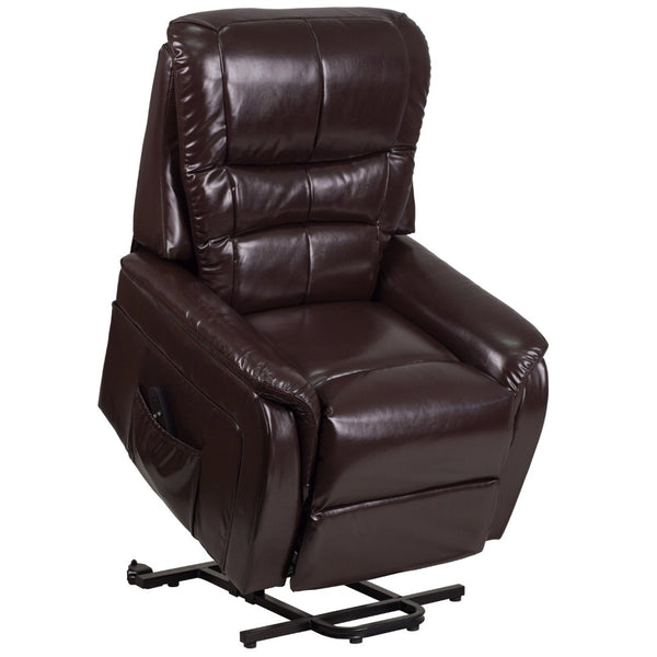 English Elm HERCULES Series Remote Lift Recliner for Comfort, Support, and Easy Transitions for Seniors Brown LeatherSoft CH-US-153062L-BRN-LEA-GG