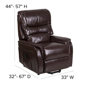 English Elm HERCULES Series Remote Lift Recliner for Comfort, Support, and Easy Transitions for Seniors Brown LeatherSoft CH-US-153062L-BRN-LEA-GG
