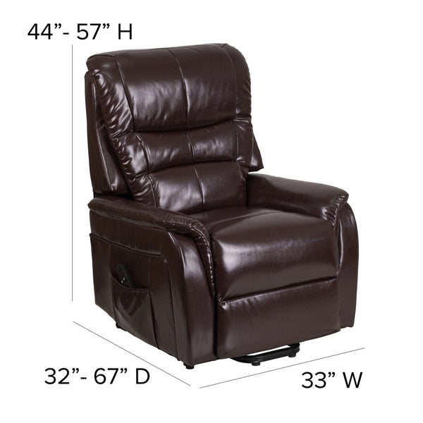 English Elm HERCULES Series Remote Lift Recliner for Comfort, Support, and Easy Transitions for Seniors Brown LeatherSoft CH-US-153062L-BRN-LEA-GG