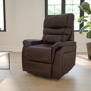 English Elm HERCULES Series Remote Lift Recliner for Comfort, Support, and Easy Transitions for Seniors Brown LeatherSoft CH-US-153062L-BRN-LEA-GG