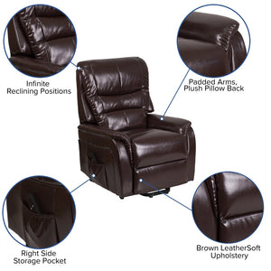 English Elm HERCULES Series Remote Lift Recliner for Comfort, Support, and Easy Transitions for Seniors Brown LeatherSoft CH-US-153062L-BRN-LEA-GG