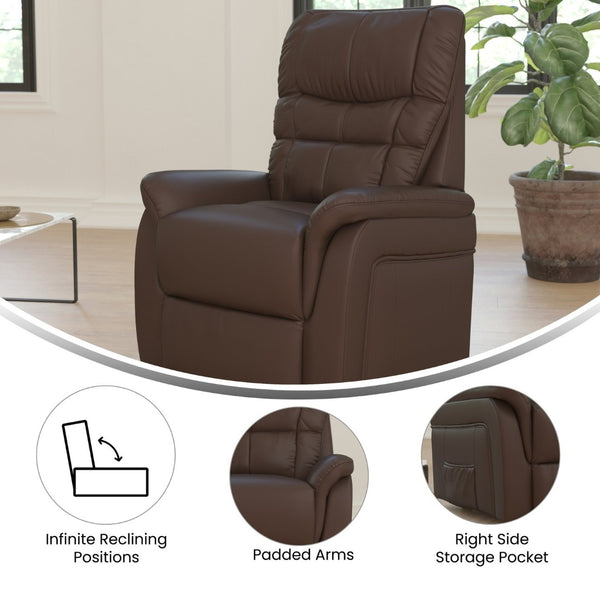 English Elm HERCULES Series Remote Lift Recliner for Comfort, Support, and Easy Transitions for Seniors Cognac LeatherSoft CH-US-153062L-CGN-LEA-GG
