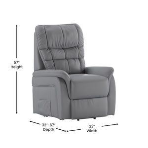English Elm HERCULES Series Remote Lift Recliner for Comfort, Support, and Easy Transitions for Seniors Gray LeatherSoft CH-US-153062L-GY-LEA-GG