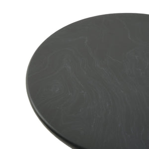 English Elm Round Faux Travertine Coffee Table Sculptural Pedestal Base Wabi Sabi Living Room Accent Black CH494238AAB