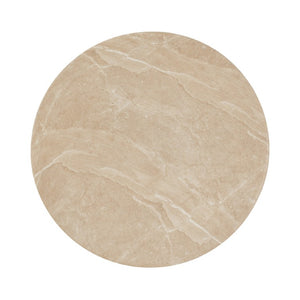 English Elm Round Faux Travertine Coffee Table Sculptural Pedestal Base Wabi Sabi Living Room Accent Beige CH494238AAK