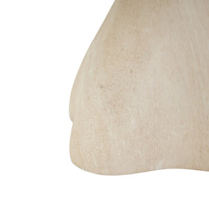 English Elm Round Faux Travertine Coffee Table Sculptural Pedestal Base Wabi Sabi Living Room Accent Beige CH494238AAK