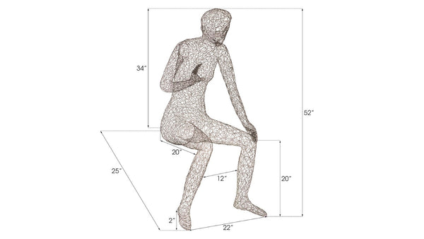 Phillips Collection Crazy Wire Lounging Female Sculpture - Modern Minimalist Accent for Living Spaces & Art Galleries CH64907