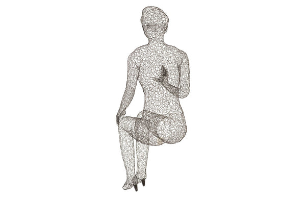 Phillips Collection Crazy Wire Cross-Legged Lounging Female Sculpture – Modern Art Decor for Stylish Interiors and Shelves CH64909