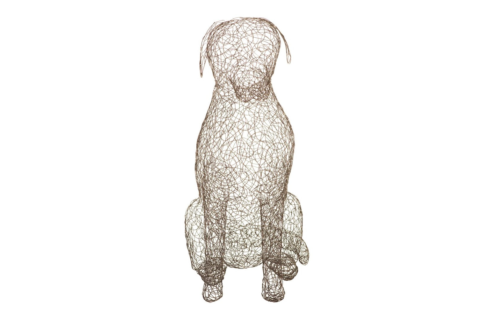 Crazy Wire Retriever Sculpture – Modern-Organic Black Metal Dog Accent