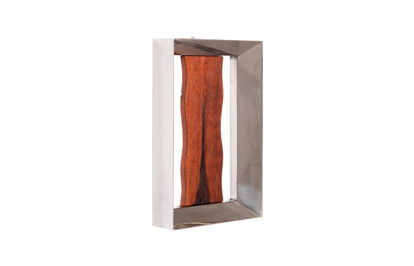 Phillips Collection Slice Chamcha Wood and Silver Frame Wall Art for Modern Organic or Scandinavian Interiors CH66912
